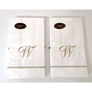 NEW!! 2 Packages of Caspari Paper Napkins With the Letter 'W' Hemstitch Script
